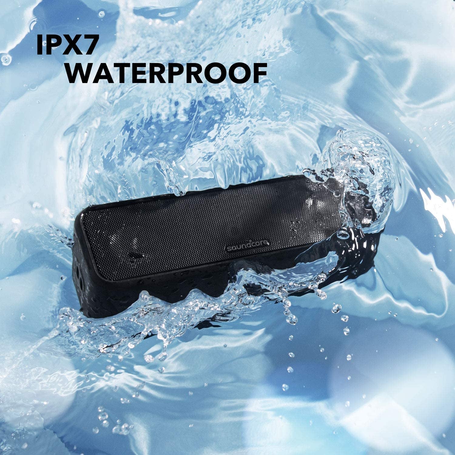 Soundcore  3 Portable Bluetooth Speaker - Wireless, IPX7 Waterproof, 24H Playtime, Pure Titanium Diaphragm Drivers, Partycast, Bassup, Custom EQ App - for Home, Shower, Outdoor, and Beach